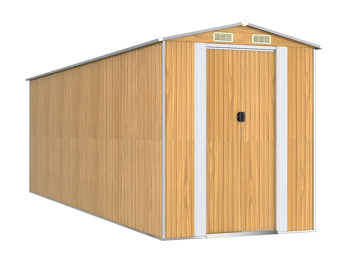 Garden Furniture - Tuinschuur 192x606x223 cm gegalvaniseerd staal lichtbruin