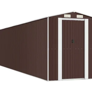 Garden Furniture – Tuinschuur 192x938x223 cm gegalvaniseerd staal donkerbruin Garden Furniture – Tuinschuur 192x938x223 cm gegalvaniseerd staal donkerbruin