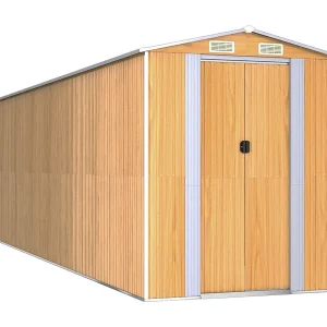 Garden Furniture – Tuinschuur 192x689x223 cm gegalvaniseerd staal lichtbruin Garden Furniture – Tuinschuur 192x689x223 cm gegalvaniseerd staal lichtbruin
