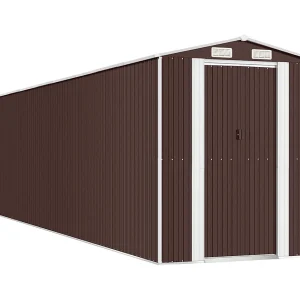 Garden Furniture – Tuinschuur 192x855x223 cm gegalvaniseerd staal donkerbruin Garden Furniture – Tuinschuur 192x855x223 cm gegalvaniseerd staal donkerbruin