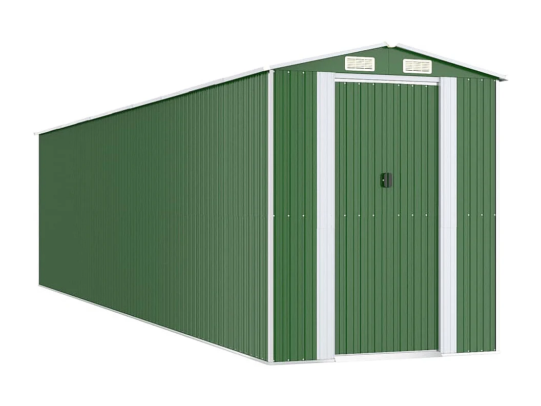 Garden Furniture - Tuinschuur 192x855x223 cm gegalvaniseerd staal groen