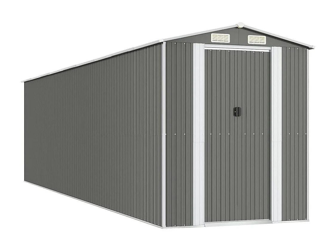 Garden Furniture - Tuinschuur 192x772x223 cm gegalvaniseerd staal lichtgrijs
