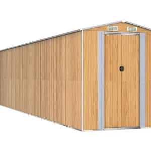 Garden Furniture – Tuinschuur 192x938x223 cm gegalvaniseerd staal lichtbruin Garden Furniture – Tuinschuur 192x938x223 cm gegalvaniseerd staal lichtbruin