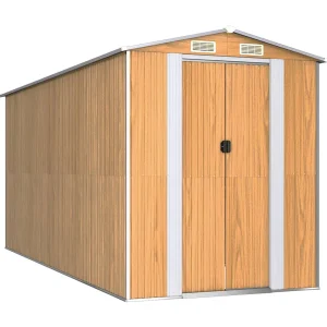 Garden Furniture –  Tuinschuur 192x440x223 cm gegalvaniseerd staal lichtbruin