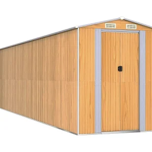 Garden Furniture – Tuinschuur 192x855x223 cm gegalvaniseerd staal lichtbruin Garden Furniture – Tuinschuur 192x855x223 cm gegalvaniseerd staal lichtbruin