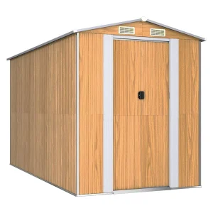 Garden Furniture –  Tuinschuur 192x357x223 cm gegalvaniseerd staal lichtbruin