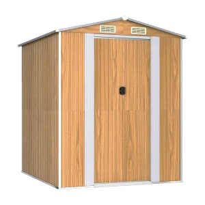Garden Furniture –  Tuinschuur 192x191x223 cm gegalvaniseerd staal lichtbruin