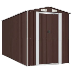 Garden Furniture –  Tuinschuur 192x440x223 cm gegalvaniseerd staal donkerbruin