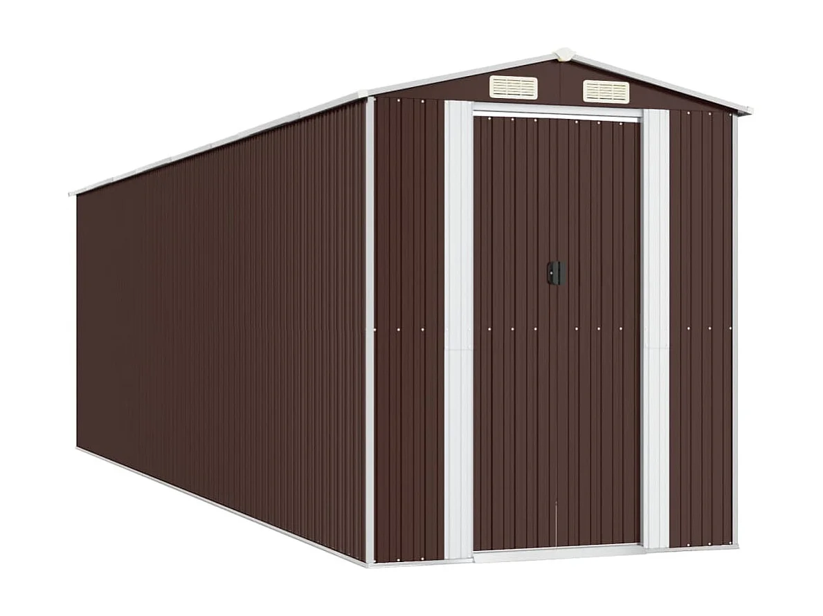 Garden Furniture - Tuinschuur 192x689x223 cm gegalvaniseerd staal donkerbruin