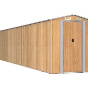 Garden Furniture –  Tuinschuur 192x1021x223 cm gegalvaniseerd staal lichtbruin