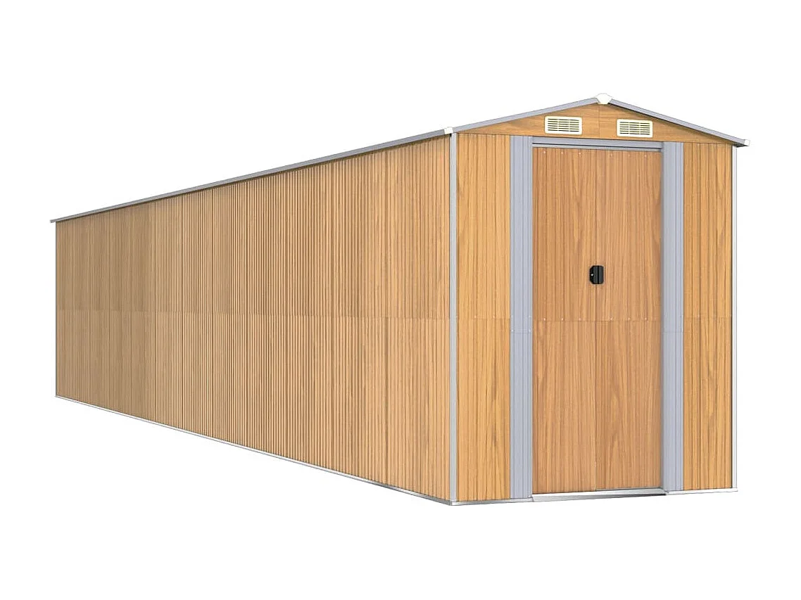 Garden Furniture - Tuinschuur 192x1021x223 cm gegalvaniseerd staal lichtbruin