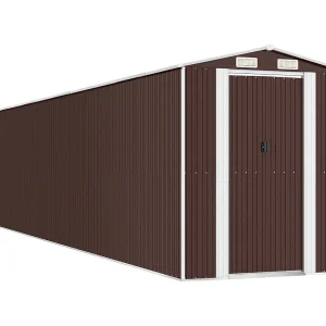Garden Furniture –  Tuinschuur 192x1021x223 cm gegalvaniseerd staal donkerbruin