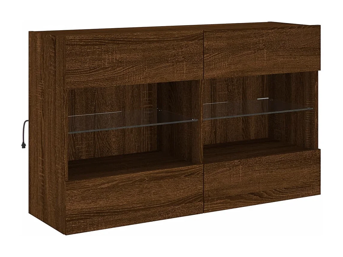 DuBois Tv-wandmeubel met LED 98,5x30x60,5 cm bruin eikenkleur