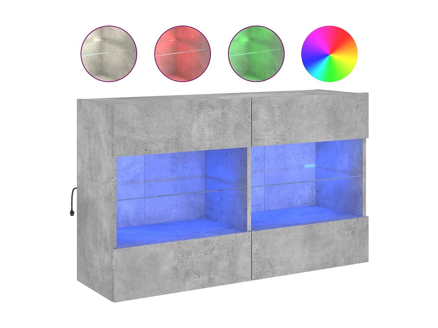 DuBois Tv-wandmeubel met LED-verlichting 98,5x30x60,5 cm betongrijs
