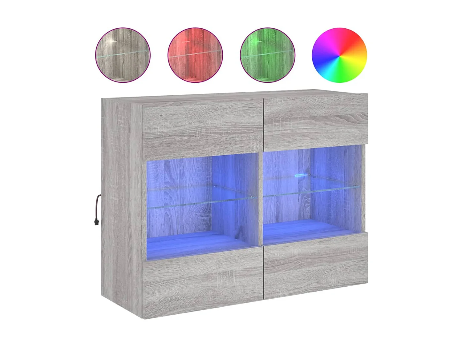 DuBois Tv-wandmeubel met LED-verlichting 78,5x30x60,5 cm grijs sonoma