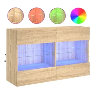 DuBois Tv-wandmeubel met LED-verlichting 98,5x30x60,5 cm sonoma eiken DuBois Tv-wandmeubel met LED-verlichting 98,5x30x60,5 cm sonoma eiken
