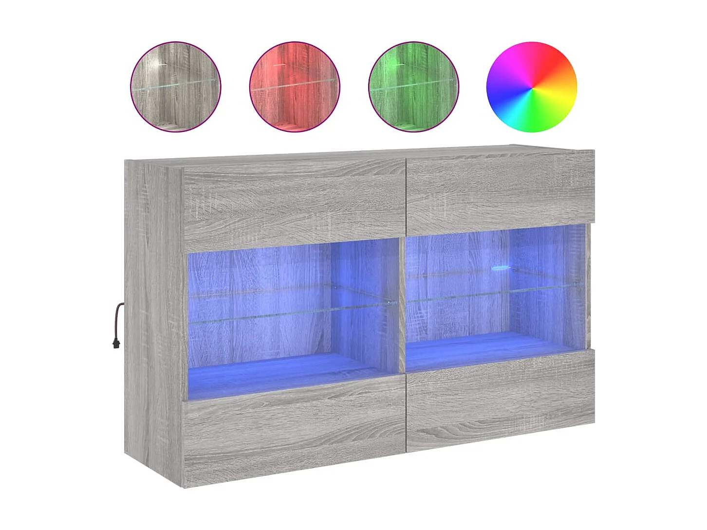 DuBois Tv-wandmeubel met LED-verlichting 98,5x30x60,5 cm grijs sonoma