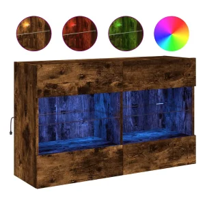 DuBois Tv-wandmeubel met LED-verlichting 98,5x30x60,5 cm gerookt eiken DuBois Tv-wandmeubel met LED-verlichting 98,5x30x60,5 cm gerookt eiken