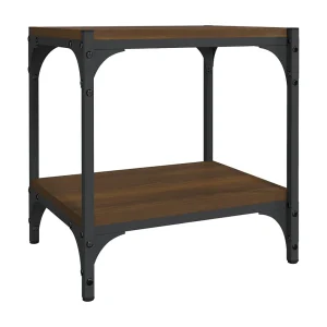 Foster City Tv-meubel 40x33x41 cm bewerkt hout en staal bruin eikenkleur Foster City Tv-meubel 40x33x41 cm bewerkt hout en staal bruin eikenkleur