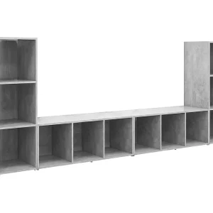 Garden Furniture – Tv-meubelen 4 st 107x35x37 cm bewerkt hout betongrijs Garden Furniture – Tv-meubelen 4 st 107x35x37 cm bewerkt hout betongrijs