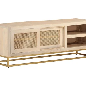 Garden Furniture –  Tv-meubel 110x30x40 cm massief ruw mangohout en ijzer