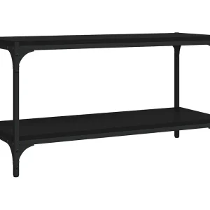 Foster City Tv-meubel 80x33x41 cm bewerkt hout en staal zwart Foster City Tv-meubel 80x33x41 cm bewerkt hout en staal zwart