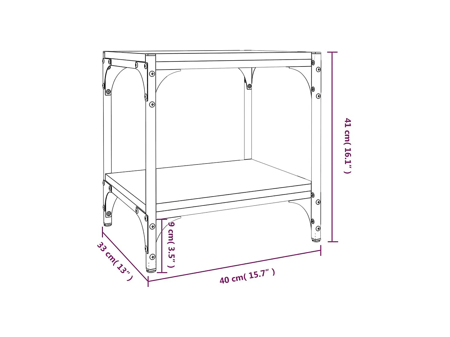 Foster City Tv-meubel 40x33x41 cm bewerkt hout en staal zwart