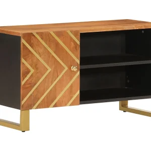 Garden Furniture – Tv-meubel 80×31,5×46 cm massief mangohout bruin en zwart Garden Furniture – Tv-meubel 80×31,5×46 cm massief mangohout bruin en zwart