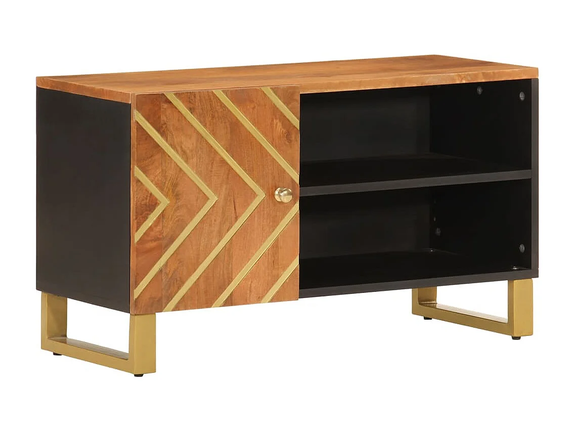 Garden Furniture - Tv-meubel 80x31,5x46 cm massief mangohout bruin en zwart