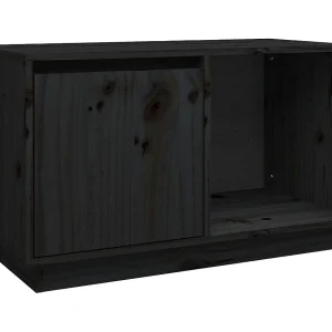 François-Paul Tv-meubel 74x35x44 cm massief grenenhout zwart François-Paul Tv-meubel 74x35x44 cm massief grenenhout zwart