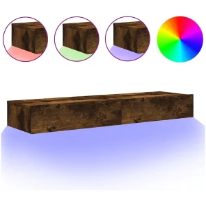 Felizia Tv-meubels 2 st met LED 60x35x15,5 cm gerookt eikenkleur Felizia Tv-meubels 2 st met LED 60x35x15,5 cm gerookt eikenkleur