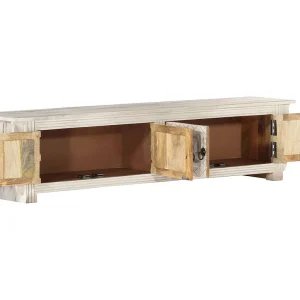 Garden Furniture – Tv-meubel 140x30x35 cm massief mangohout wit Garden Furniture – Tv-meubel 140x30x35 cm massief mangohout wit