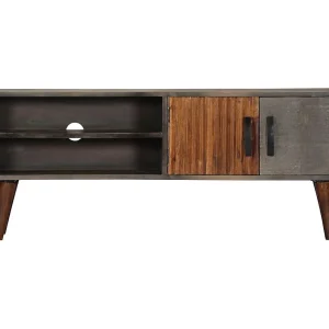Garden Furniture – Tv-meubel 130x30x46 cm massief ruw mangohout grijs Garden Furniture – Tv-meubel 130x30x46 cm massief ruw mangohout grijs
