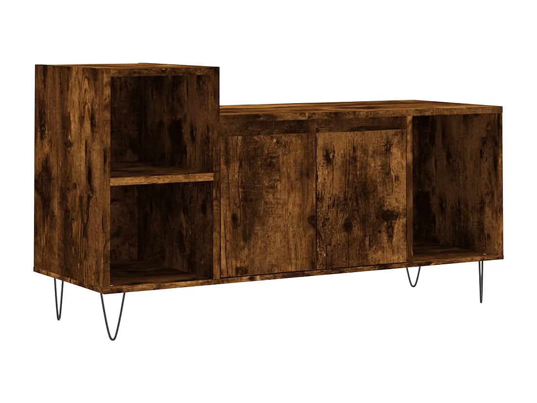 Erinor Tv-meubel 100x35x55 cm bewerkt hout gerookt eikenkleurig