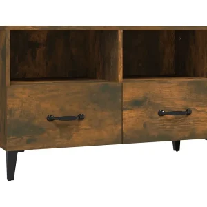 Elben Tv-meubel 80x36x50 cm bewerkt hout gerookt eikenkleurig Elben Tv-meubel 80x36x50 cm bewerkt hout gerookt eikenkleurig