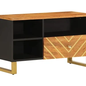 Garden Furniture – Tv-meubel 80×33,5×46 cm massief mangohout bruin en zwart Garden Furniture – Tv-meubel 80×33,5×46 cm massief mangohout bruin en zwart
