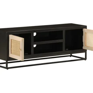 Garden Furniture –  Tv-meubel 110x30x40 cm massief mangohout en ijzer zwart