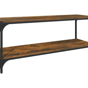 Foster City Tv-meubel 100x33x41 cm bewerkt hout en staal gerookt eikenkleur Foster City Tv-meubel 100x33x41 cm bewerkt hout en staal gerookt eikenkleur