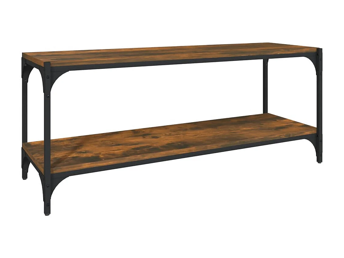 Foster City Tv-meubel 100x33x41 cm bewerkt hout en staal gerookt eikenkleur