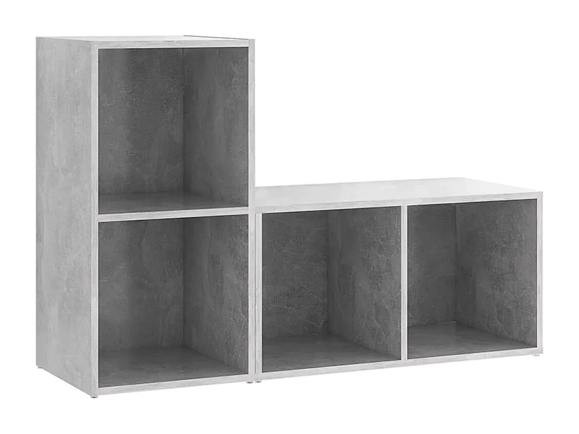 Garden Furniture - Tv-meubelen 2 st 72x35x36,5 cm bewerkt hout betongrijs