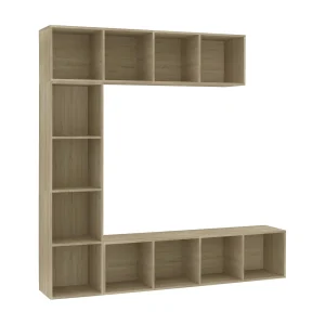 Elida 3-delige Boekenkast-/tv-meubelset 180x30x180 cm eikenkleurig Elida 3-delige Boekenkast-/tv-meubelset 180x30x180 cm eikenkleurig
