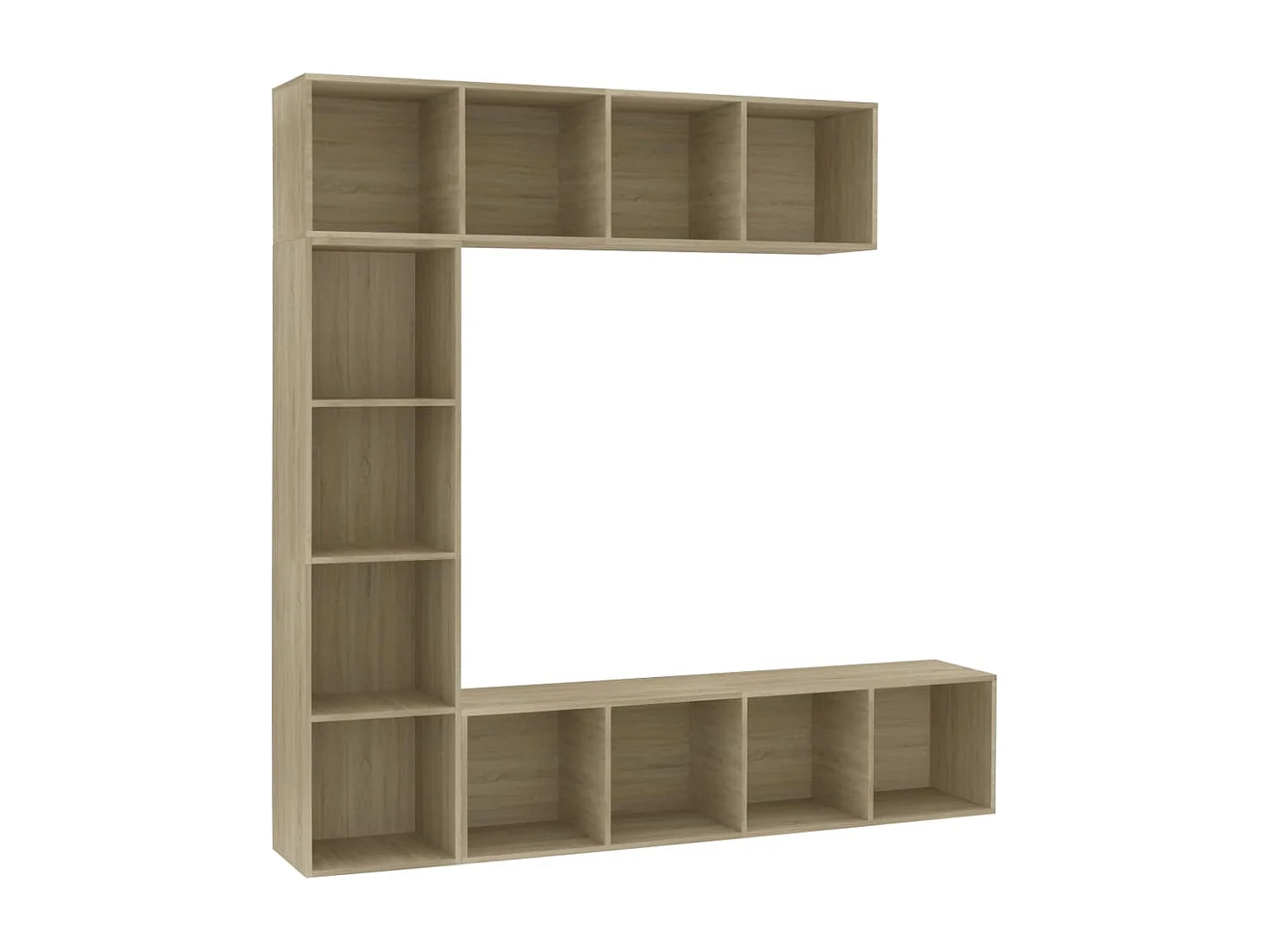 Elida 3-delige Boekenkast-/tv-meubelset 180x30x180 cm eikenkleurig