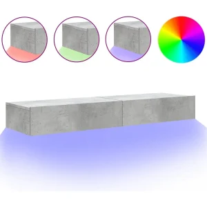 Felizia Tv-meubels met LED-verlichting 2 st 60x35x15,5 cm betongrijs Felizia Tv-meubels met LED-verlichting 2 st 60x35x15,5 cm betongrijs