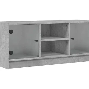 Fyrdir Tv-meubel met glazen deuren 102x37x42 cm betongrijs Fyrdir Tv-meubel met glazen deuren 102x37x42 cm betongrijs
