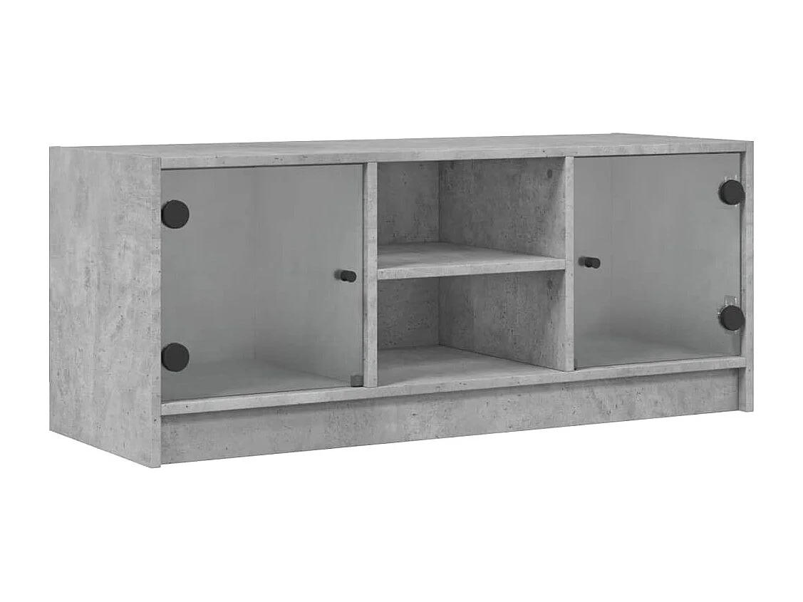 Fyrdir Tv-meubel met glazen deuren 102x37x42 cm betongrijs