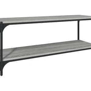 Foster City Tv-meubel 100x33x41 cm bewerkt hout en staal grijs sonoma eiken Foster City Tv-meubel 100x33x41 cm bewerkt hout en staal grijs sonoma eiken