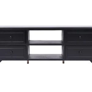 Éric-Paul-Louis Tv-meubel 108x30x40 cm massief paulowniahout zwart Éric-Paul-Louis Tv-meubel 108x30x40 cm massief paulowniahout zwart