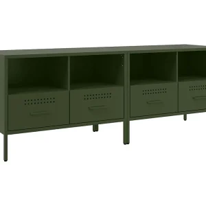 Dundrum Tv-meubelen 2 st 68x39x50,5 cm staal olijfgroen Dundrum Tv-meubelen 2 st 68x39x50,5 cm staal olijfgroen