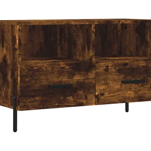 Erasmo Tv-meubel 80x36x50 cm bewerkt hout gerookt eikenkleurig Erasmo Tv-meubel 80x36x50 cm bewerkt hout gerookt eikenkleurig