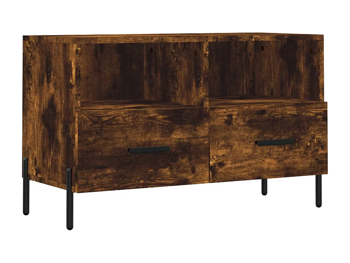 Erasmo Tv-meubel 80x36x50 cm bewerkt hout gerookt eikenkleurig